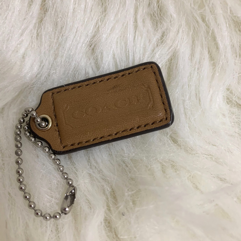 Authentic COACH Camel Brown Leather 2" Lozenge Hang Tag Purse Charm Fob H61